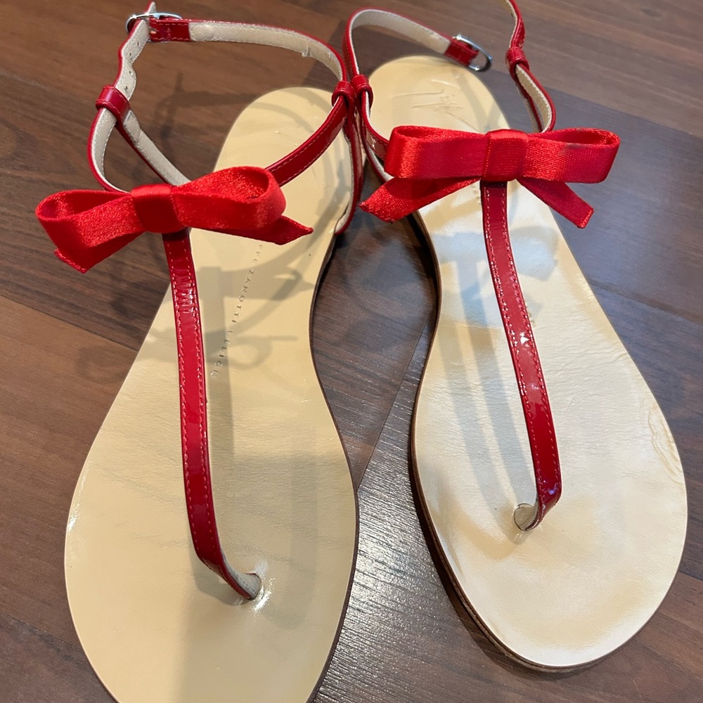 Giuseppe Zanotti Red Strappy Thong Sandals
